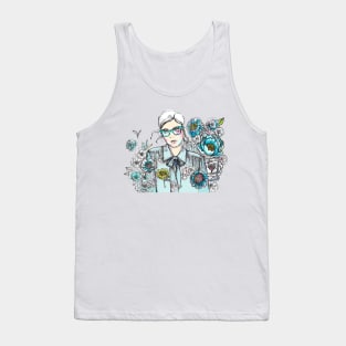 Woman Wearing Glasses in a Floral Pattern - 2. Tank Top